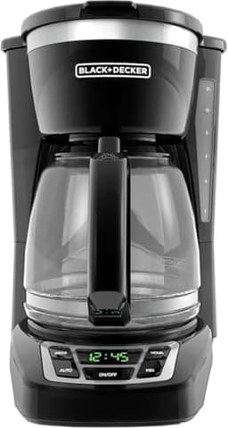 BLACK+DECKER 12-Cup Digital Coffee Maker, Programmable, Washable Basket Filter, Black